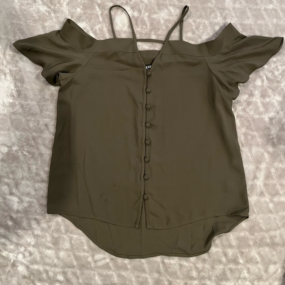 Olive green off shoulder blouse